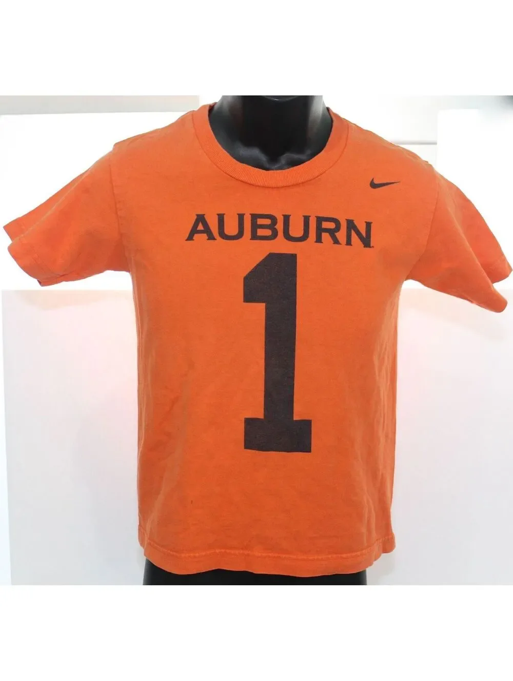 Nike Auburn Tigers #1 Jersey Tee - Orange - Crew Neck T Shirt - Size Youth Small